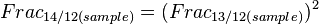 Frac_{{14/12(sample)}}=(Frac_{{13/12(sample)}})^{2}