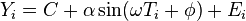 Y_{i}=C+\alpha \sin(\omega T_{i}+\phi )+E_{i}