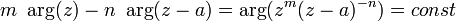 m\ \arg(z)-n\ \arg(z-a)=\arg(z^{m}(z-a)^{{-n}})=const