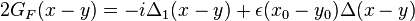 \,2G_{F}(x-y)=-i\Delta _{1}(x-y)+\epsilon (x_{0}-y_{0})\Delta (x-y)