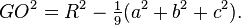 GO^{2}=R^{2}-{\tfrac  {1}{9}}(a^{2}+b^{2}+c^{2}).