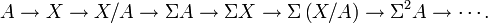 A\to X\to X/A\to \Sigma A\to \Sigma X\to \Sigma \left(X/A\right)\to \Sigma ^{2}A\to \cdots .\,