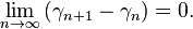 \lim _{{n\rightarrow \infty }}\left(\gamma _{{n+1}}-\gamma _{n}\right)=0.\!