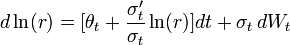 d\ln(r)=[\theta _{t}+{\frac  {\sigma '_{t}}{\sigma _{t}}}\ln(r)]dt+\sigma _{t}\,dW_{t}