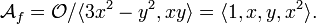 {\mathcal  {A}}_{f}={\mathcal  {O}}/\langle 3x^{2}-y^{2},xy\rangle =\langle 1,x,y,x^{2}\rangle .