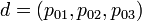 d=\left(p_{{01}},p_{{02}},p_{{03}}\right)