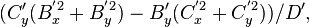 (C'_{y}(B_{x}^{{'2}}+B_{y}^{{'2}})-B'_{y}(C_{x}^{{'2}}+C_{y}^{{'2}}))/D',\,