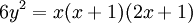 6y^{2}=x(x+1)(2x+1)