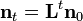 {\mathbf  {n}}_{{t}}={\mathbf  {L}}^{t}{\mathbf  {n}}_{0}