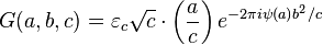 G(a,b,c)=\varepsilon _{c}{\sqrt  {c}}\cdot \left({\frac  {a}{c}}\right)e^{{-2\pi i\psi (a)b^{2}/c}}