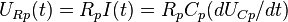 U_{{Rp}}(t)=R_{p}I(t)=R_{p}C_{p}(dU_{{Cp}}/dt)