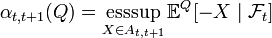 \alpha _{{t,t+1}}(Q)=\operatorname *{esssup}_{{X\in A_{{t,t+1}}}}{\mathbb  {E}}^{{Q}}[-X\mid {\mathcal  {F}}_{t}]