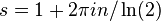 s=1+2\pi in/\ln(2)