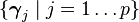 \{{\boldsymbol  {\gamma }}_{j}\mid j=1\ldots p\}