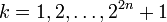 k=1,2,\ldots ,2^{{2n}}+1