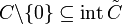 C\backslash \{0\}\subseteq \operatorname {int}{\tilde  {C}}