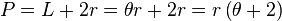 P=L+2r=\theta r+2r=r\left(\theta +2\right)