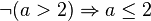 \neg (a>2)\Rightarrow a\leq 2