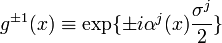 g^{{\pm 1}}(x)\equiv \exp\{\pm i\alpha ^{j}(x){\frac  {\sigma ^{j}}{2}}\}