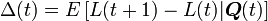 \Delta (t)=E\left[L(t+1)-L(t)|{\boldsymbol  {Q}}(t)\right]