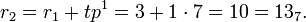 r_{2}=r_{1}+tp^{1}=3+1\cdot 7=10=13_{7}.