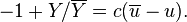 -1+Y/\overline {Y}=c(\overline {u}-u).