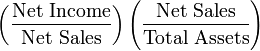 \left({\frac  {{\mbox{Net Income}}}{{\mbox{Net Sales}}}}\right)\left({\frac  {{\mbox{Net Sales}}}{{\mbox{Total Assets}}}}\right)