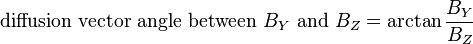 {\text{diffusion vector angle between }}B_{Y}{\text{ and }}B_{Z}=\arctan {\frac  {B_{Y}}{B_{Z}}}