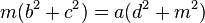 \,m(b^{2}+c^{2})=a(d^{2}+m^{2})