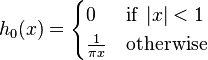 h_{0}(x)={\begin{cases}0&{\mathrm  {if\ }}|x|<1\\{\frac  {1}{\pi x}}&{\mathrm  {otherwise}}\end{cases}}