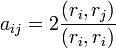 a_{{ij}}=2{(r_{i},r_{j}) \over (r_{i},r_{i})}