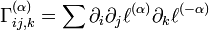 \Gamma _{{ij,k}}^{{(\alpha )}}=\sum \partial _{i}\partial _{j}\ell ^{{(\alpha )}}\partial _{k}\ell ^{{(-\alpha )}}