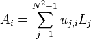 A_{i}=\sum _{{j=1}}^{{N^{2}-1}}u_{{j,i}}L_{j}