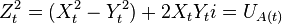 Z_{t}^{2}=(X_{t}^{2}-Y_{t}^{2})+2X_{t}Y_{t}i=U_{{A(t)}}