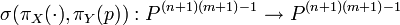 \sigma (\pi _{X}(\cdot ),\pi _{Y}(p)):P^{{(n+1)(m+1)-1}}\to P^{{(n+1)(m+1)-1}}\ 