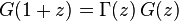 \,G(1+z)=\Gamma (z)\,G(z)\,