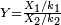 \scriptstyle Y = \frac{X_1 / k_1}{X_2 / k_2}