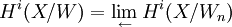 H^{i}(X/W)=\lim _{{\leftarrow }}H^{i}(X/W_{n})