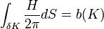 \int_{\delta K} \frac{H}{2\pi} dS = b(K)