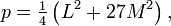 p={\tfrac  14}\left(L^{2}+27M^{2}\right),