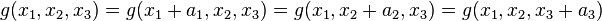 g(x_{1},x_{2},x_{3})=g(x_{1}+a_{1},x_{2},x_{3})=g(x_{1},x_{2}+a_{2},x_{3})=g(x_{1},x_{2},x_{3}+a_{3})