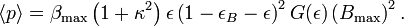 {\langle p\rangle }=\beta _{{\text{max}}}\left(1+\kappa ^{2}\right)\epsilon \left({1-\epsilon _{B}-\epsilon }\right)^{2}G(\epsilon )\left(B_{{\text{max}}}\right)^{2}.