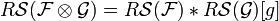 R{\mathcal  S}({\mathcal  F}\otimes {\mathcal  G})=R{\mathcal  S}({\mathcal  F})\ast R{\mathcal  S}({\mathcal  G})[g]