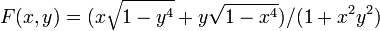 F(x,y)=(x{\sqrt  {1-y^{4}}}+y{\sqrt  {1-x^{4}}})/(1+x^{2}y^{2})