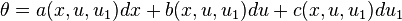 \theta =a(x,u,u_{{1}})dx+b(x,u,u_{{1}})du+c(x,u,u_{{1}})du_{{1}}\,