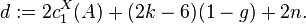 d:=2c_{1}^{X}(A)+(2k-6)(1-g)+2n.