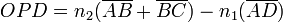 OPD=n_{2}(\overline {AB}+\overline {BC})-n_{1}(\overline {AD})