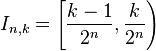 I_{{n,k}}=\left[{\frac  {k-1}{2^{n}}},{\frac  {k}{2^{n}}}\right)