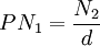 PN_{1}={\frac  {N_{2}}{d}}