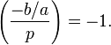 \left({\frac  {-b/a}{p}}\right)=-1.